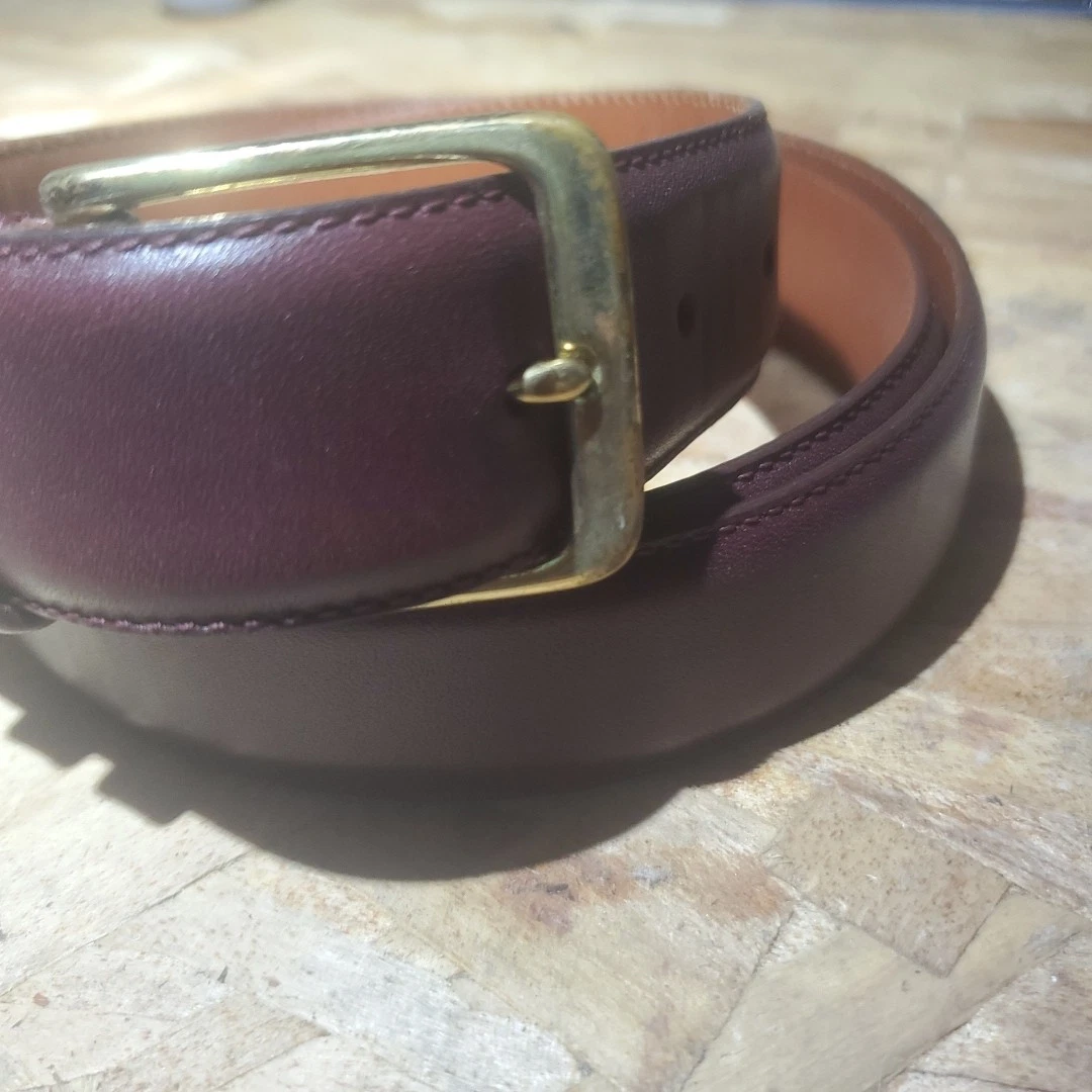 Coach 5800 Burnished Cowhide Brass Buckle Brown Dress Belt Men's 42