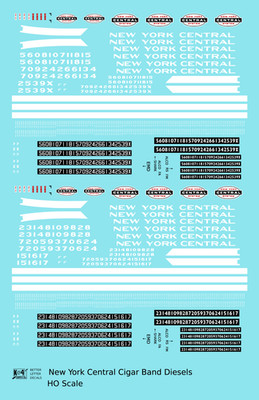 K4 HO Scale Decals New York Central Cigar Band Diesel White Small Numbers