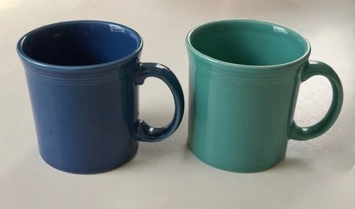 2 modern HLC Fiesta Java mugs, USA, 12 oz., round ear handle