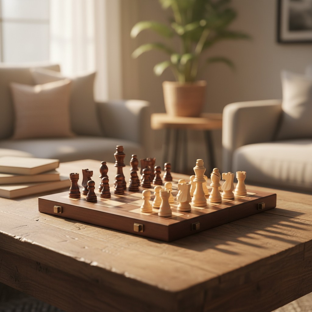 Juego de ajedrez de madera de 15 pulgadas con tablero plegable y piezas elegantes para juego de estrategia