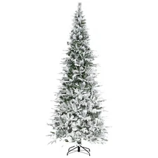 HOMCOM 9ft Unlit Snow Flocked Pine Artificial Christmas Tree