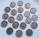 Vintage 1930s 1940s Mercury Dime Lot of 20 Circulated Ungraded
