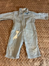 Health Tex Vtg 12 Month Blue Corduroy White Cat Coveralls Zip Snap Read Below