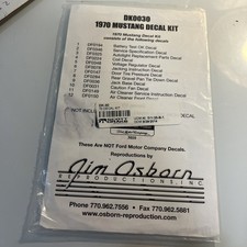 1970 Mustang Decal Kit Ford Scott Drake Decal Kit Dk-30