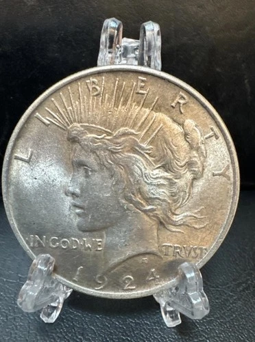 1924 Peace Silver Dollar Vintage US Mint Coin 90% Fine Silver Inherited VF