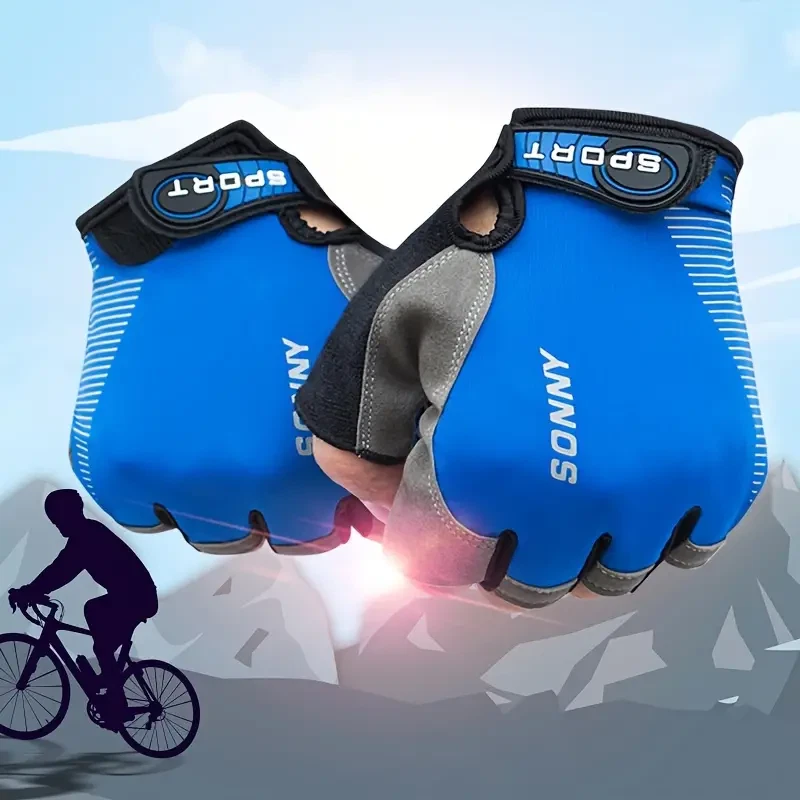 NUEVO Hombres Guantes de Ciclismo Bicicleta Medio Dedo Bicicleta Acolchados Sin Dedos Deportes EE. UU. Foto 2 de 4