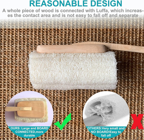 Cepillo de baño exfoliante natural Luffa Loofa en un palo - con madera larga - Imagen 2 de 12