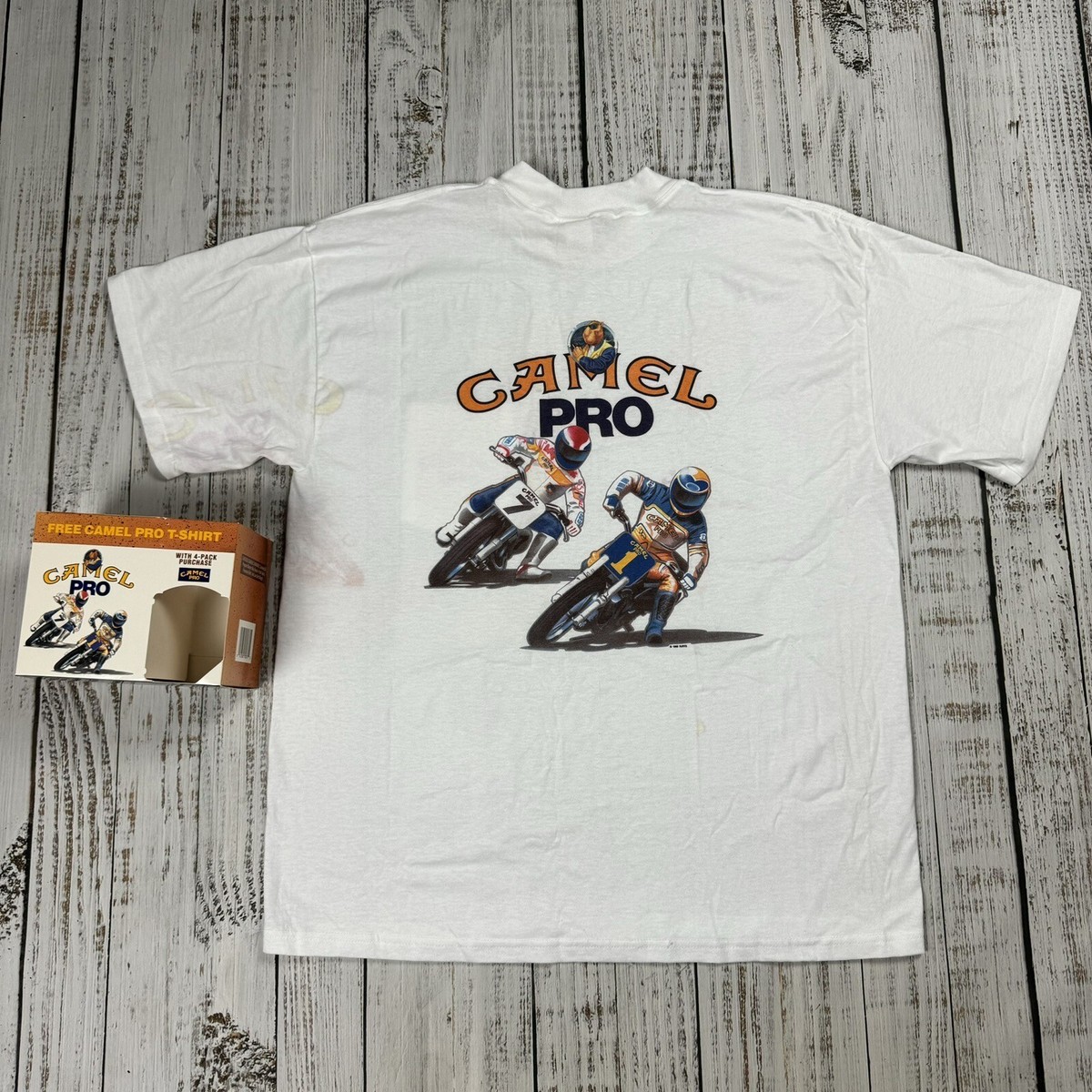 90s CAMEL キャメル Tシャツ プロモ タバコ ホワイト XL VTG 90s CAMEL PRO RACING MOTORCROSS MOTORCYCLE CIGARETTE