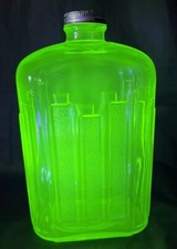 ANTIQUE 1920S URANIUM GREEN OVAL RIBBED REFRI...