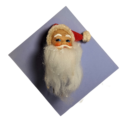 SANTA ST NICK Rubber Head Ornament Fur Trimmed Hat Cotton Beard Japan Vintage - Picture 1 of 8