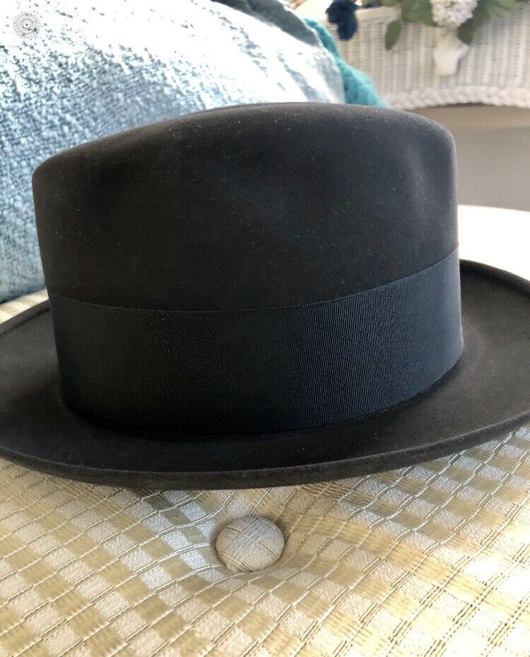 Vintage 1950s Knox Fedora Custom Hat Black Whippet 6 7/8 Vintage 1950s Knox Fedora Custom Hat Black Whippet 6 7/8