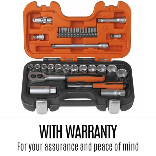 Bahco S330 34pce 1/4" & 3/8" Drive Metric Socket Set Reversible Mechanic Tool Ki - Picture 11 of 12