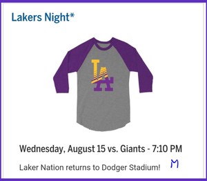 2018 Los Angeles Dodgers Lakers Night T Shirt Medium Sga New Ebay