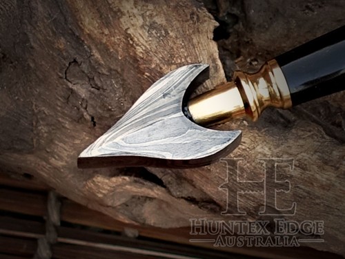 HUNTEX Handmade Damascus Blade Slek Raisin Handle Gorgeous Viking Quillon Dagger - Picture 10 of 16