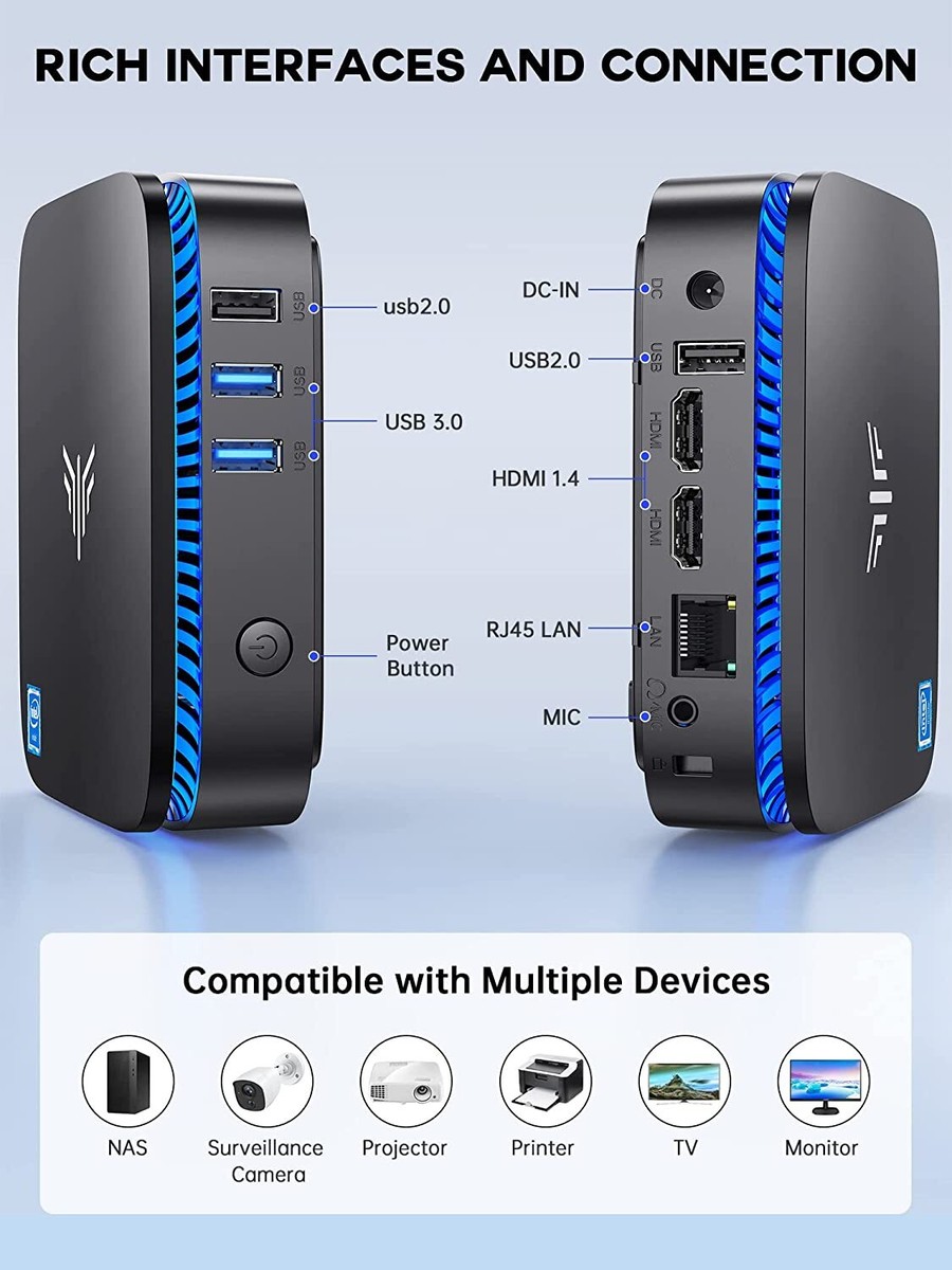 NiPoGi AK1Pro Mini PC Intel N5105 16GB DDR4 512GB SSD Win11 Pro