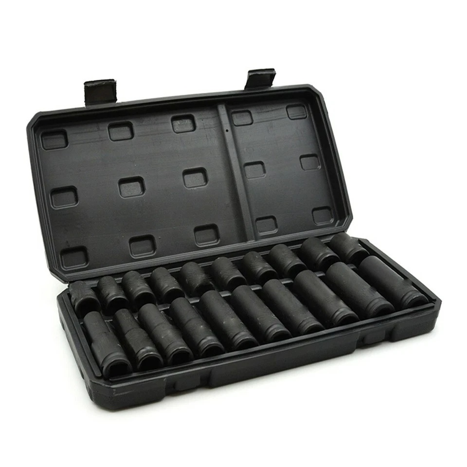 SET 20 BUSSOLE LUNGHE CORTE RINFORZATE 1/2" IMPATTO ARIA PNEUMATICO 10-19mm - Immagine 2 di 4