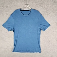 Lululemon Fundamental T-Shirt Men Blue Logo Performance Lightweight Athletic Fit