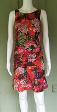NWT MM COUTURE Red Floral Exposed Zipper Dress Medium M