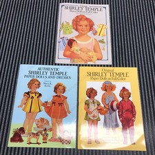 VINTAGE Set of 3 SHIRLEY TEMPLE PAPAER DOLLS DRESSES BOOKS Original Owner