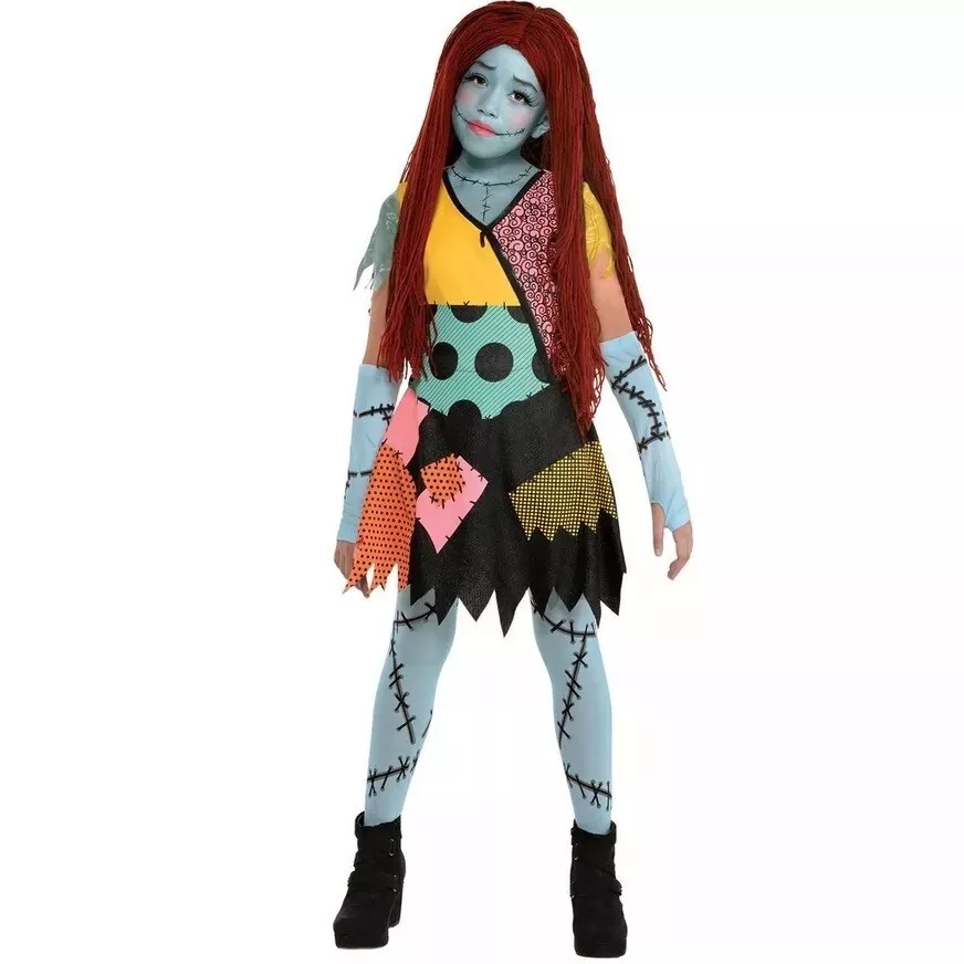 Nightmare Before Christmas Girls Sally Halloween Costume With Wig
