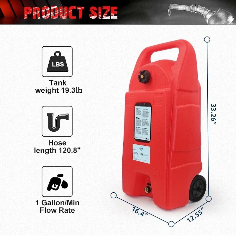 Tanque de combustible portátil HDPE 15 galones/57 L con manguera de 10 pies y bomba para gasolina o diésel Foto 2 de 4