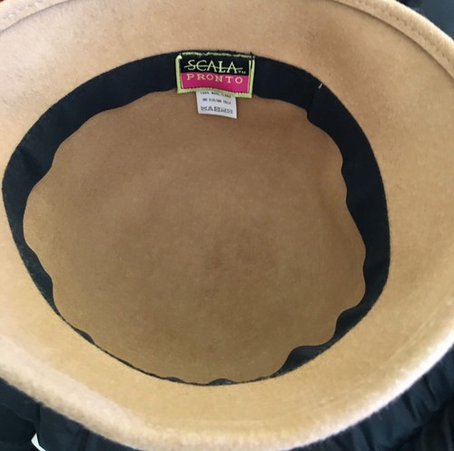 Women's Brown 100% Wool Felt Hat Band w/flowers By Scala Pronto One Size NWOT - Picture 3 of 6
