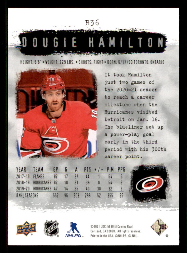 2020-21 SP Authentic '00-01 Retro #R36 Dougie Hamilton - Image 2 of 2