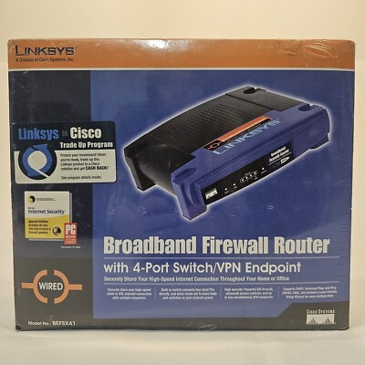 Router Linksys Broadband Firewall w/ 4-Port Switch/VPN Endpoint NIB