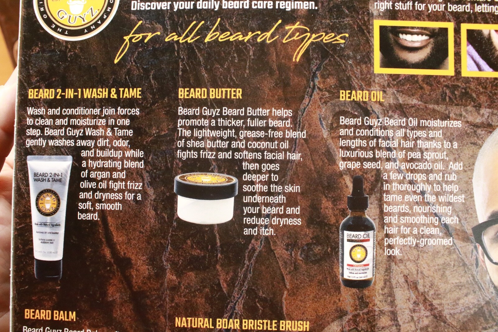 (4) BEARD GUYZ 5 Piece Venture Set Men's Beard Grooming Set Beard Oil Balm Brush