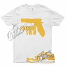 White GUNSHINE T Shirt for J1 1 Pollen Yellow University Gold SB Overbreak 