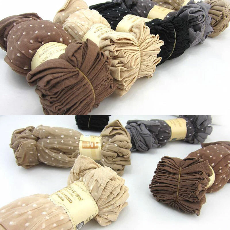 10 un. Damas Mujeres Transpirables Cristal Seda Calcetines Lunares Medias Calcetines Cortos al Tobillo Foto 2 de 4