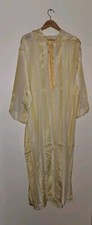 Authentic Yellow Djellaba Chaara Moroccan Men Hooded Fez Kaftan, U.S. Seller