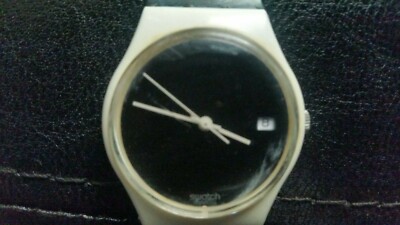 Vintage Big Eclipse GW400 Swatch Watch 80's Black & White