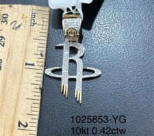 10k Solid Gold Houston 0.42 Carats Rockets Basketball Diamond Pendant