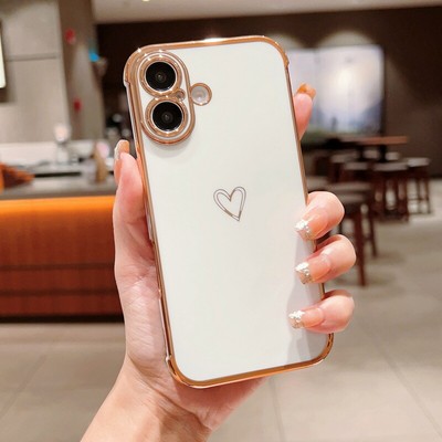 Überzug Stoßfeste Herz Hülle für iPhone 16 15 14 13 12 11 Pro Max XR 7 Abdeckung