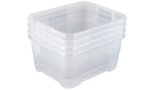 10L Capacity Clear Plastic Storage Boxes Pack of 4 Stackable Lidded Containers - Picture 7 of 7