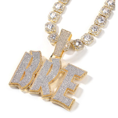 Collar colgante de letras A a la Z dorado Hip Hop para hombre joyería de circón completo - Imagen 11 de 28