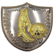 Oversisized Golden Feet  Soccer Ball Design Silver Metal Belt Buckle