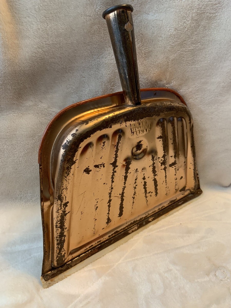 Vintage Metal Dustpan Handy Helper Rose Copper Distressed Patina 