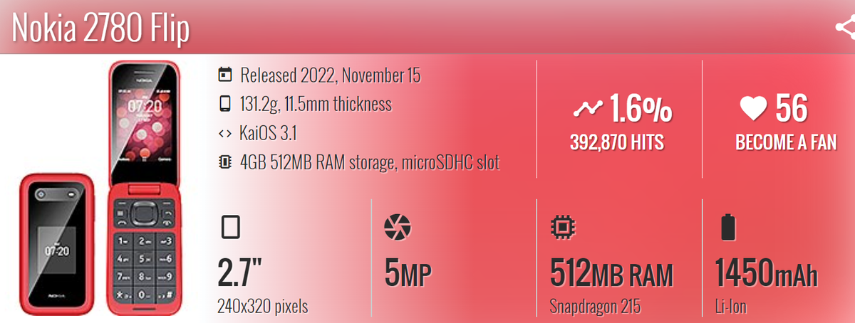 Original Nokia Flip 2780 4GB WIFI GSM Unlocked LTE 4G KAIOS Mobile