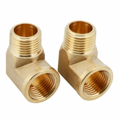 U.S. Solid 90 Degree Elbow Brass Fitting NPT 1/2" Male x 1/2" Female, 2pcs