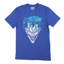 DC Comics The Joker Mens Blue Evil Grin Graphic Tee T-Shirt