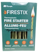 Olympia Thermoplastic Firestix 24ct Box Waterproof Long Burning Fire Starter