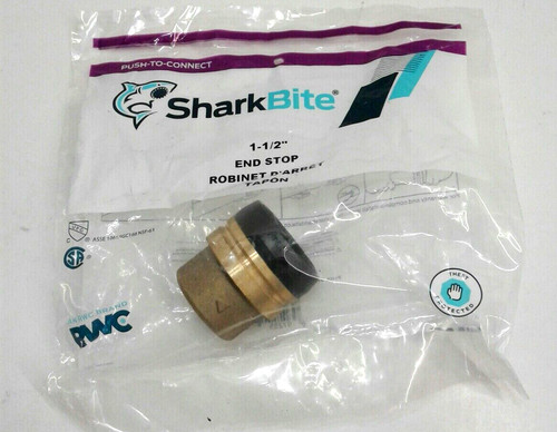 SharkBite UXL0441 Push-To-Connect 1-1/2" End Stop Brass Pipe Fitting Qty 1