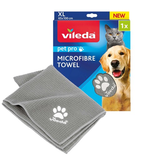 Vileda Haustiere Handtuch Mikrofaser Größe XL Pet Pro 65x100 cm cm Grau - Bild 1 von 4