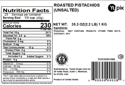 Dry Roasted Unsalted Pistachios, in Shell, 2.2 Lb (35.2 Oz), Gluten-Free, Kosher - Picture 3 of 12