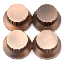 4x Red Copper Metal Solid Guitar Knobs Flat Top Volume Amplifier Audio Control