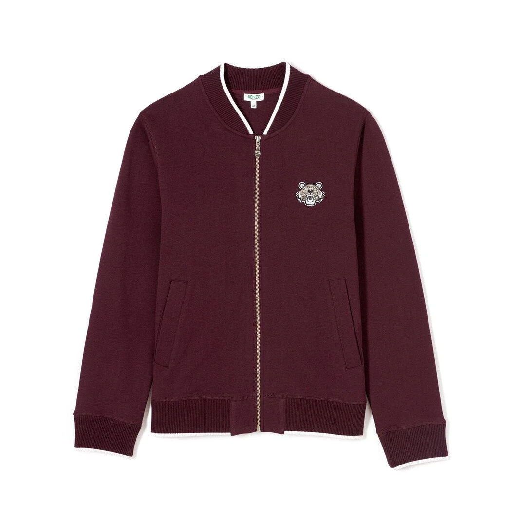 Kenzo Men s Tiger Crest Bomber Track Jacket F865BL7184MD Bordeaux BRAND NEW