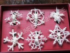 6 Pottery Barn Beaded Snowflake Christmas Holiday Kitchen Dining Napkin Rings