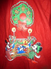 Disney Good Night Mickey Red Flannel Pajamas Christmas Theme L/XL C-18